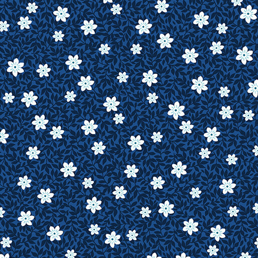 benartex | patchworkstoff | seaside garden | wild strawberries cobalt