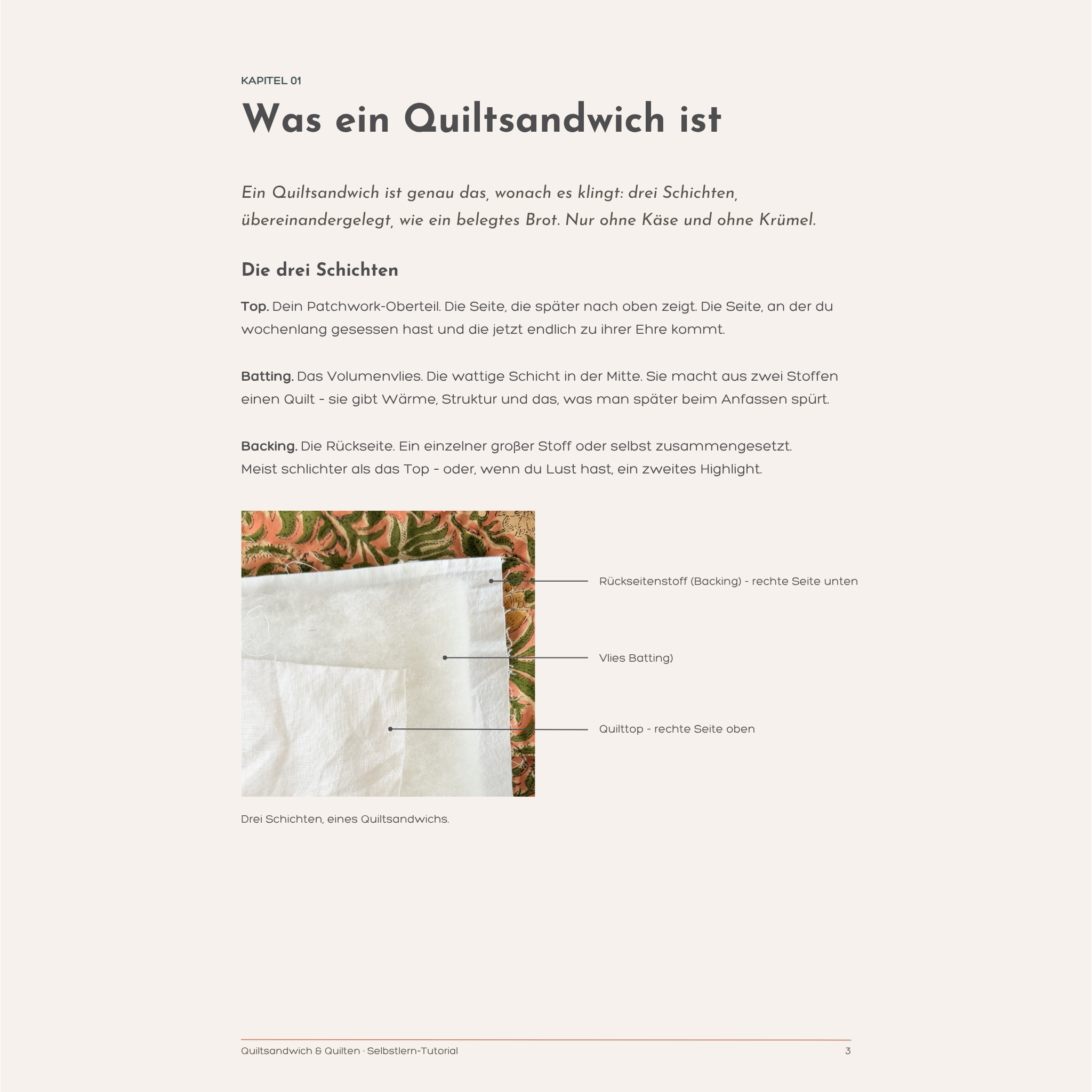 e-book | quiltsandwich herstellen | selbstlern-tutorial für quiltanfänger:innen