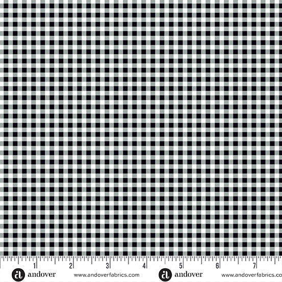 andover | patchworkstoff | ghostly garden | bitty gingham black