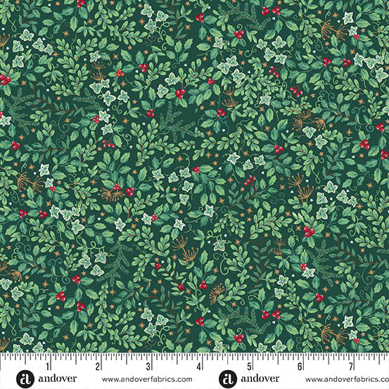 makower uk | patchworkstoff | country christmas | evergreen green - floydthefox
