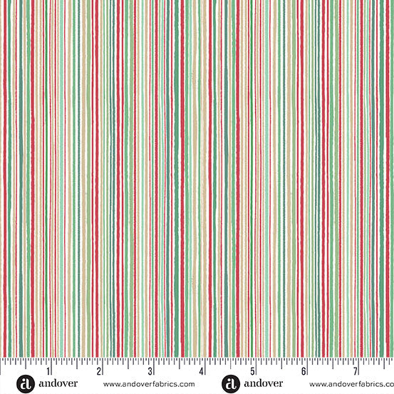 makower uk | patchworkstoff | country christmas | fine stripe cream - floydthefox
