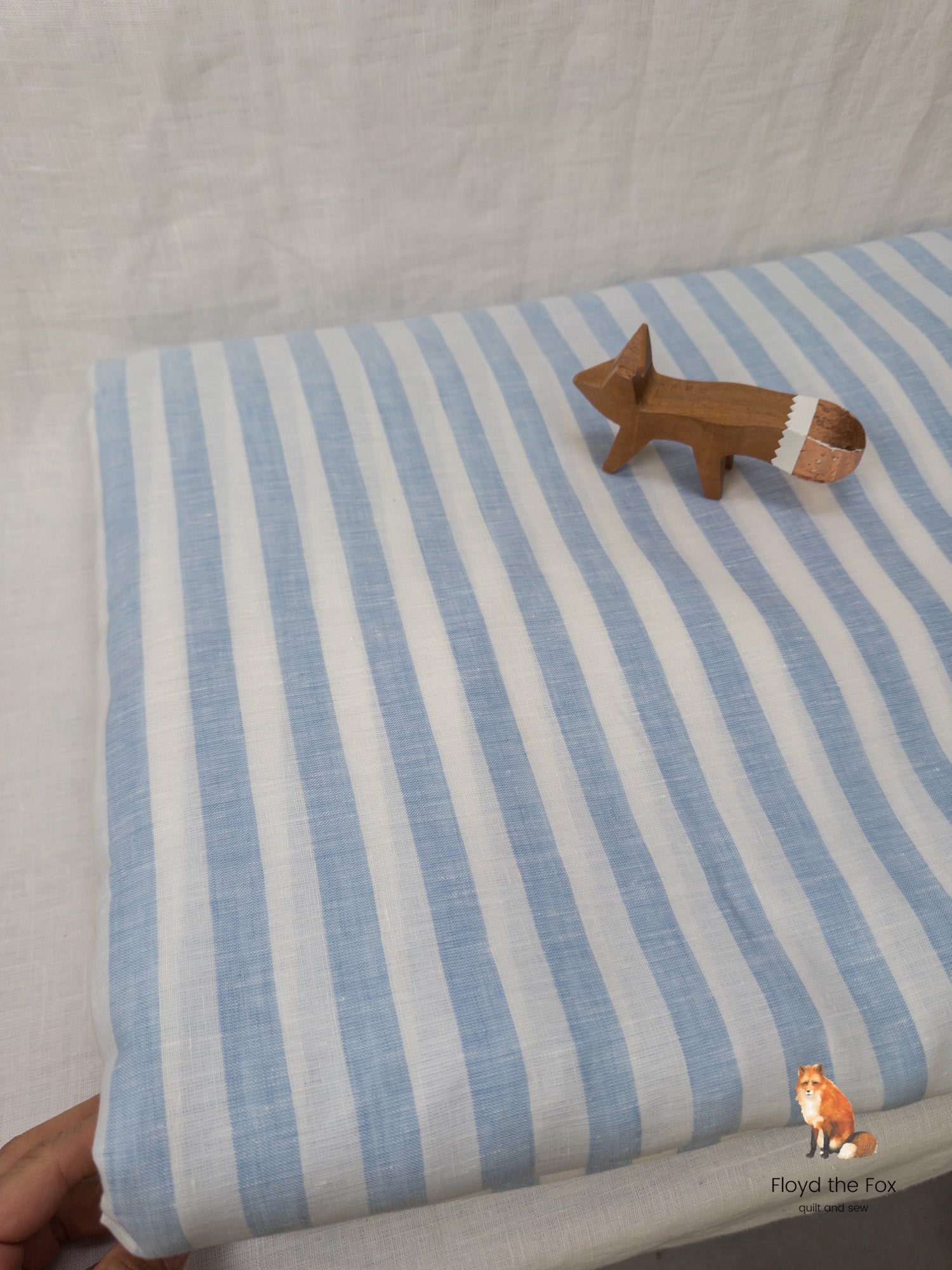 lino volpe | linen from Apulia | extra-wide | Norvegia sky blue stripes