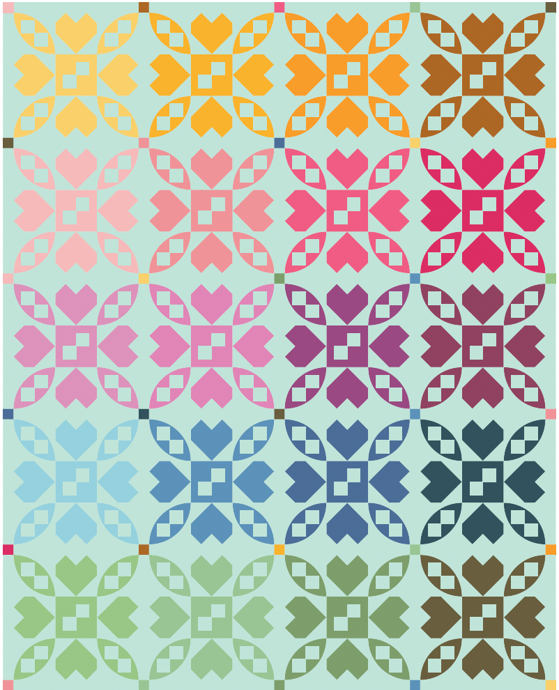 quiltkit | mija handmade | folk hearts quilt kit - floydthefox