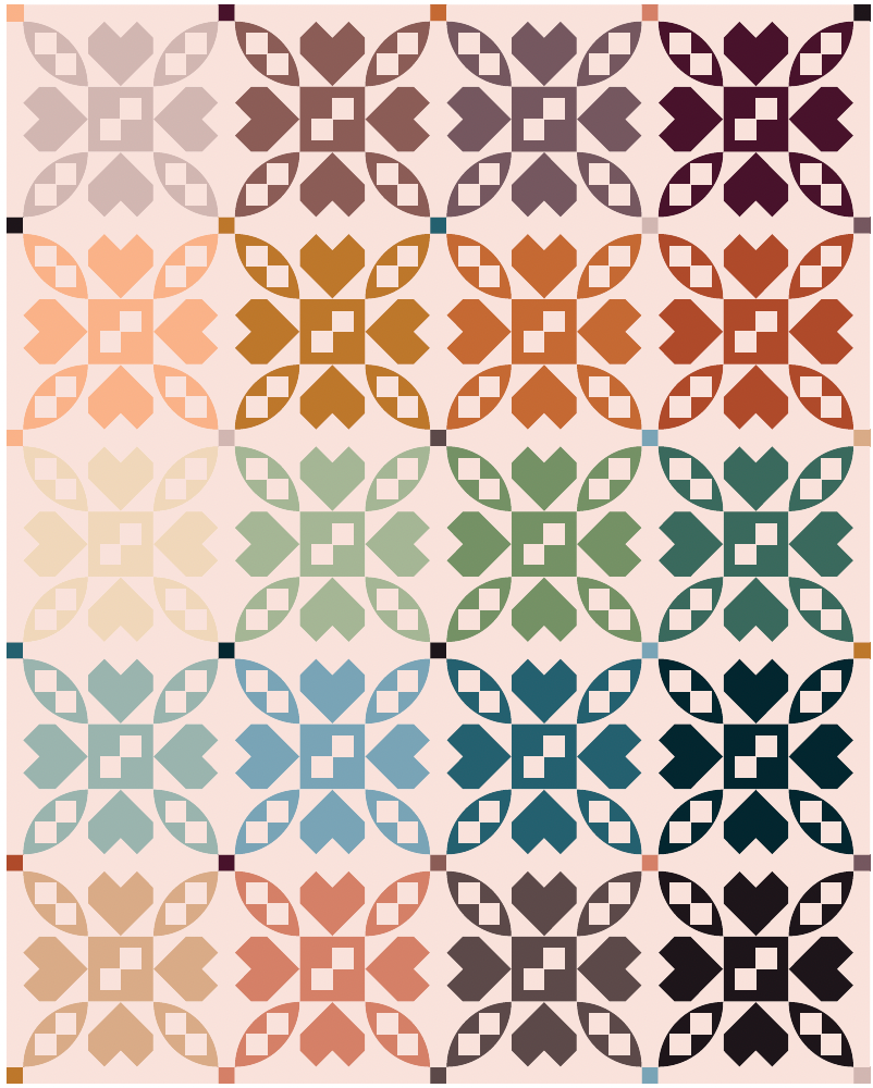 quiltkit | mija handmade | folk hearts quilt kit - floydthefox