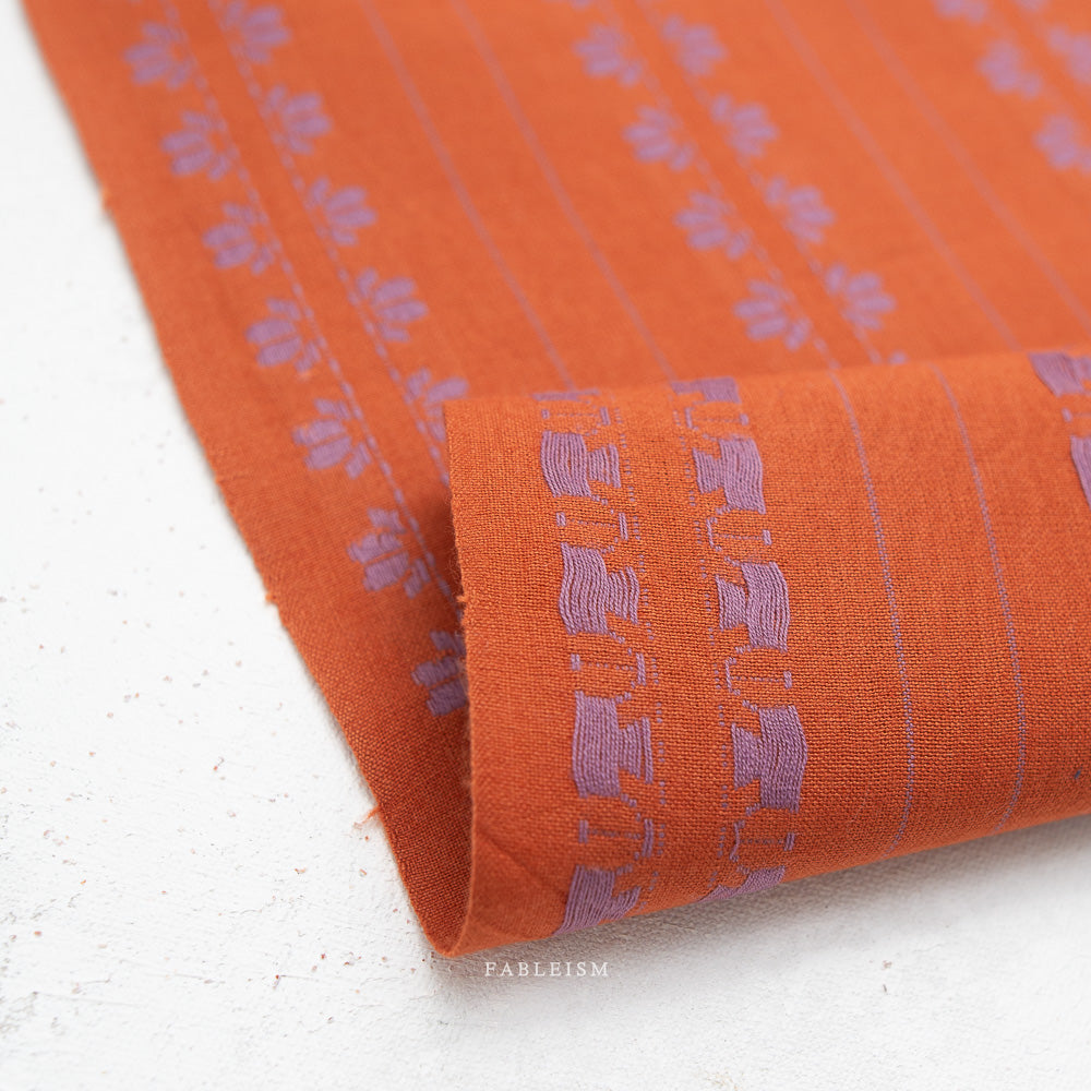 fableism supply co. | patchwork fabric | fine & dandy | deco stripe in navy/spice