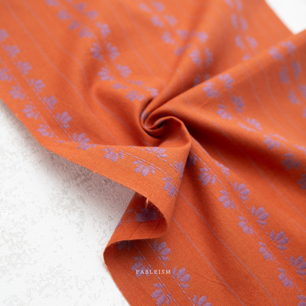 fableism supply co. | patchwork fabric | fine & dandy | deco stripe in navy/spice