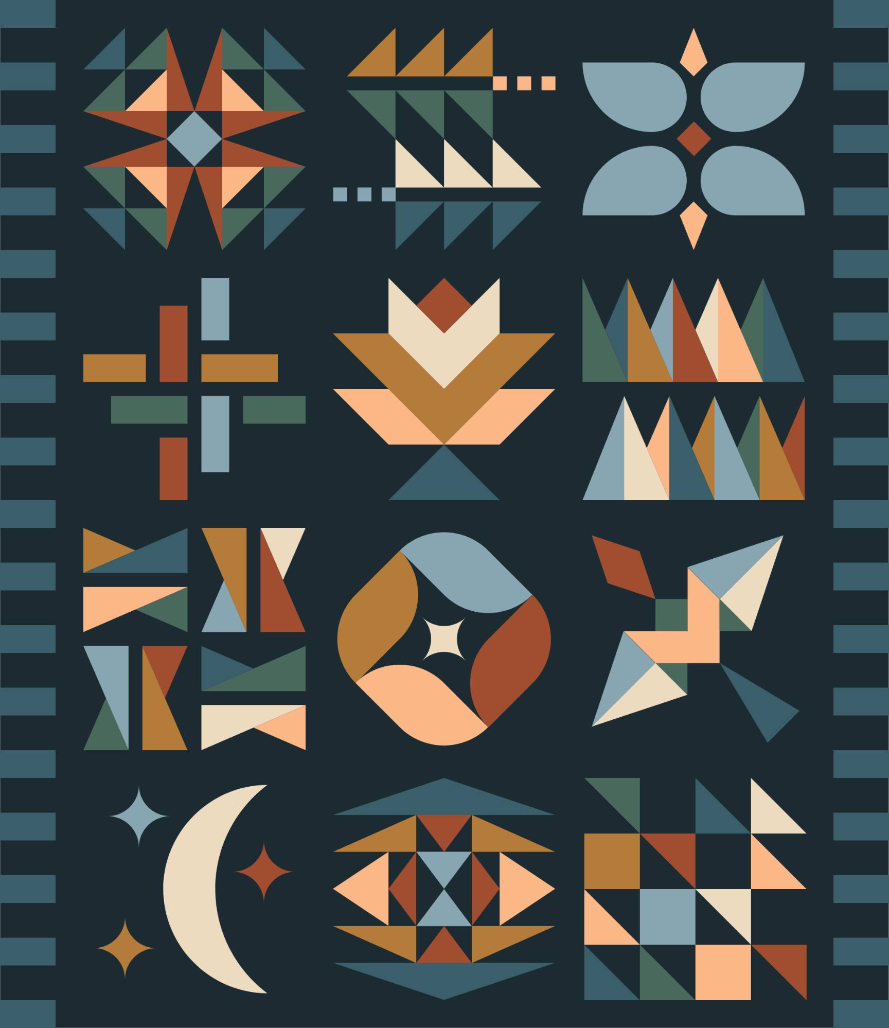 quiltkit | eudaimonia studio | hand+soul bom 2026 | earth & ink