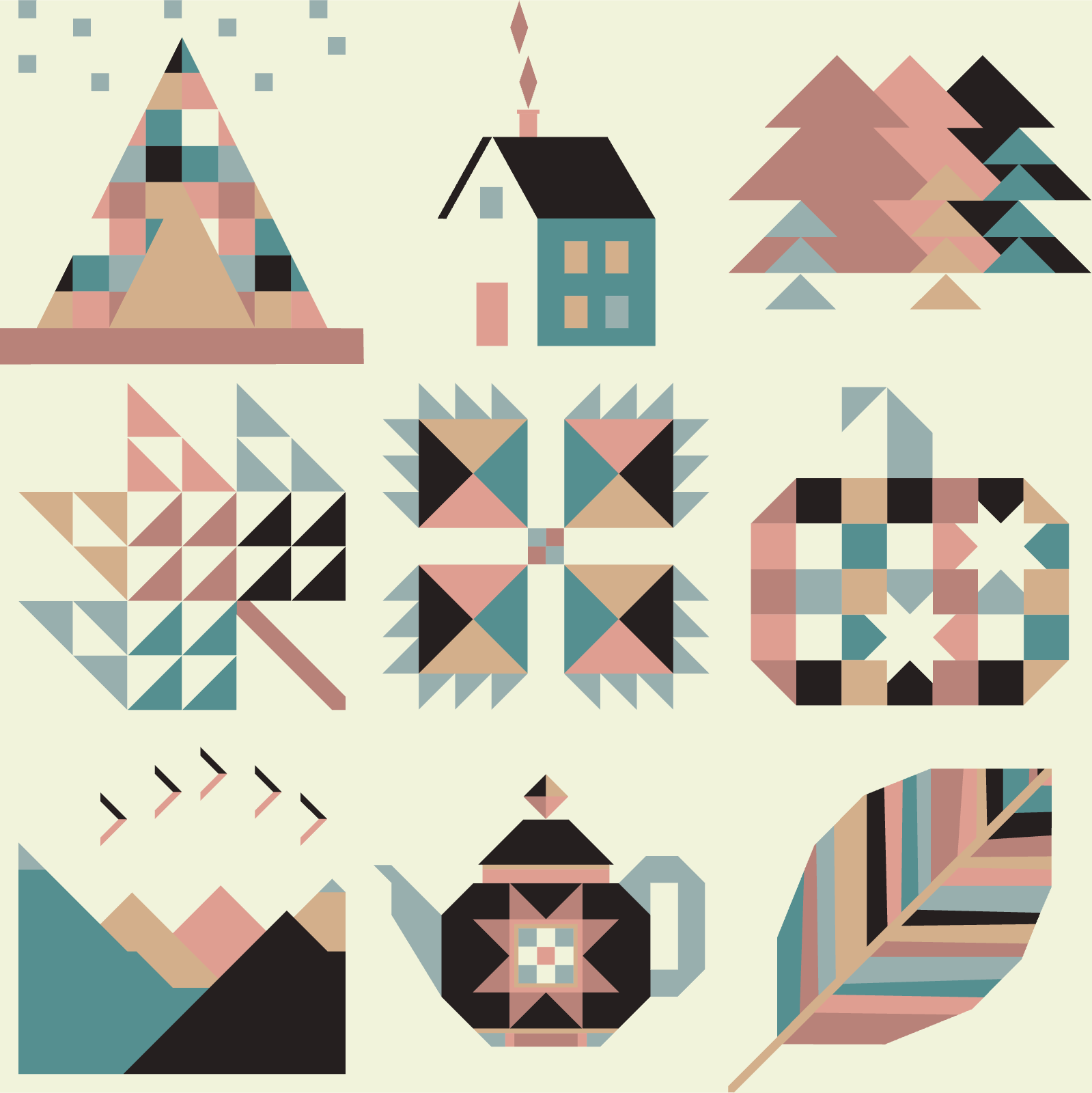 quiltkit | ninepatch collective | sweater weather sampler 2025 | coastal fade