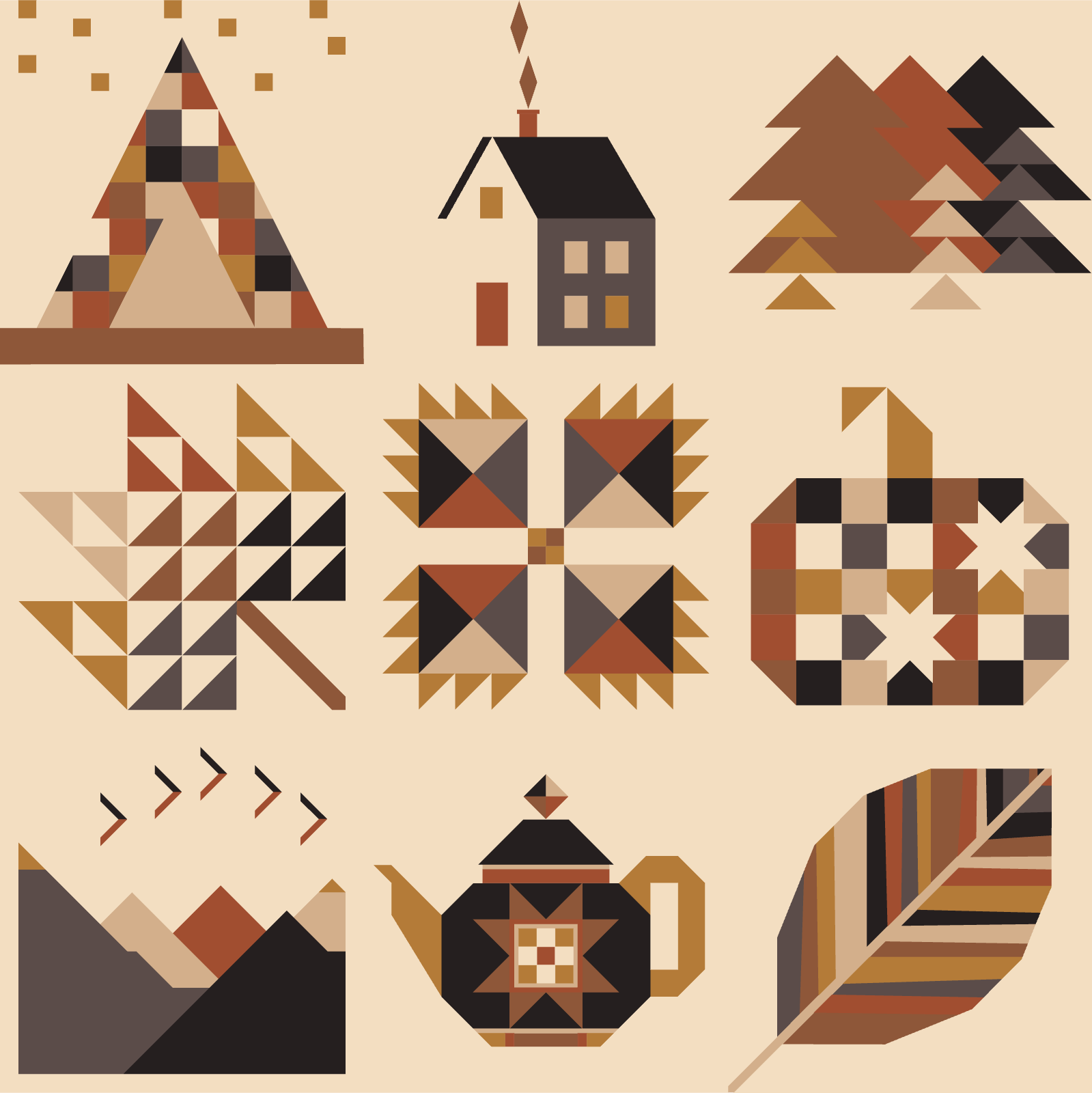 quiltkit | ninepatch collective | sweater weather sampler 2025 | firewood