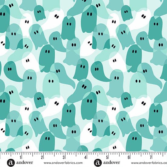 andover | patchworkstoff | ghostly garden | ghost party aqua - floydthefox
