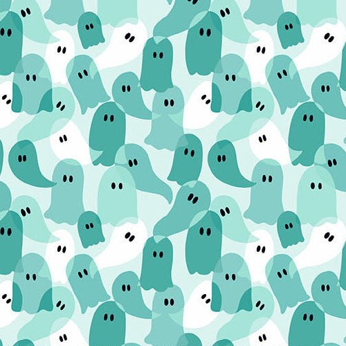 andover | patchworkstoff | ghostly garden | ghost party aqua - floydthefox