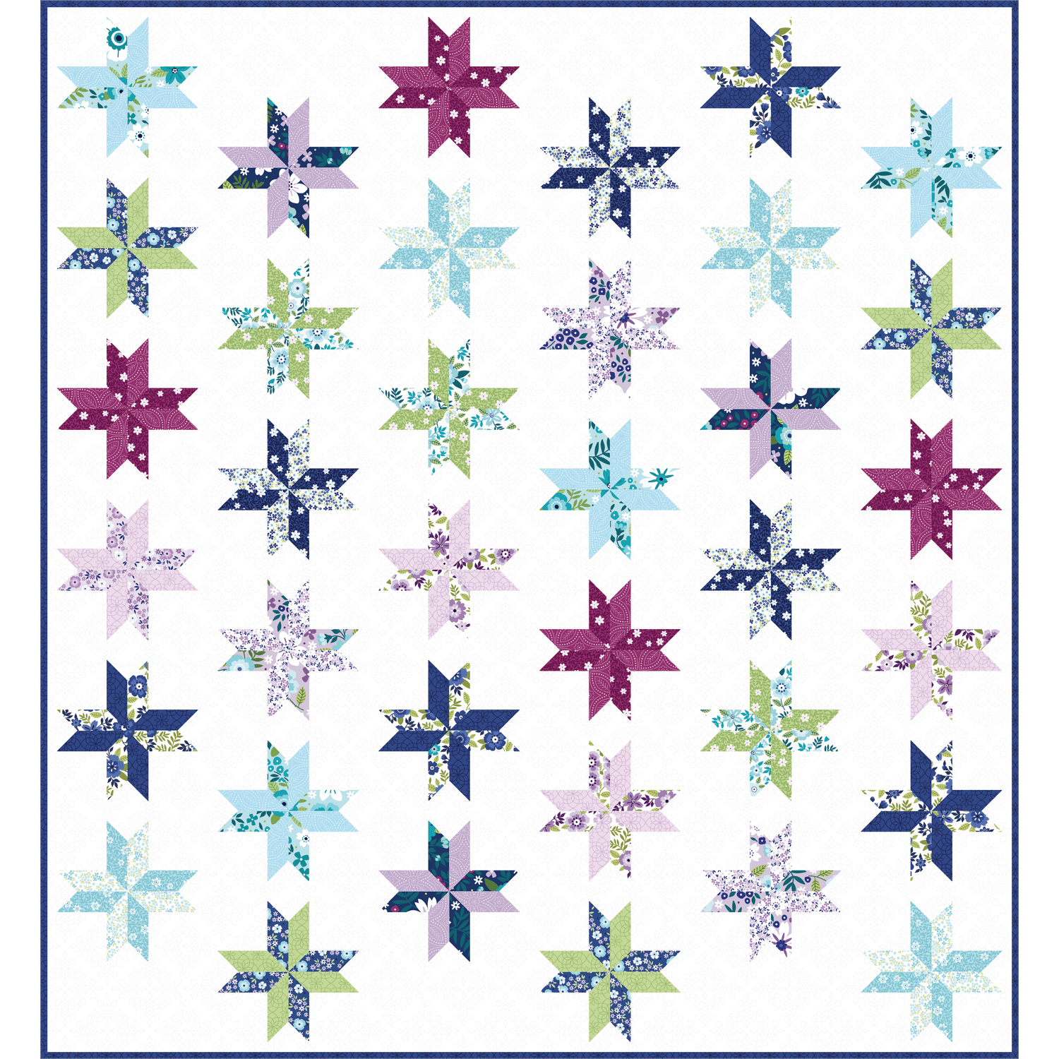 benartex | patchworkstoff | seaside garden | heather cobalt - floydthefox