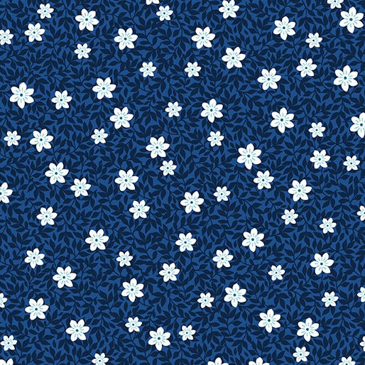 benartex | patchworkstoff | seaside garden | wild strawberries cobalt - floydthefox