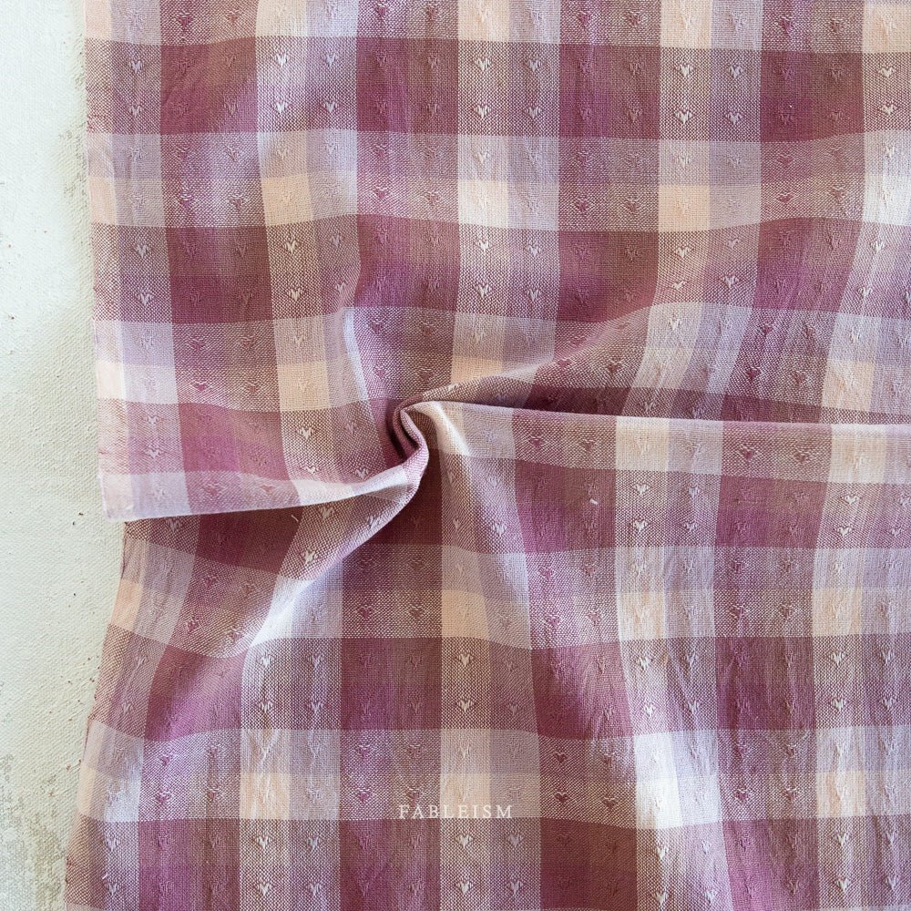 fableism | golden hour | gingham hearts in cameo pink - floydthefox