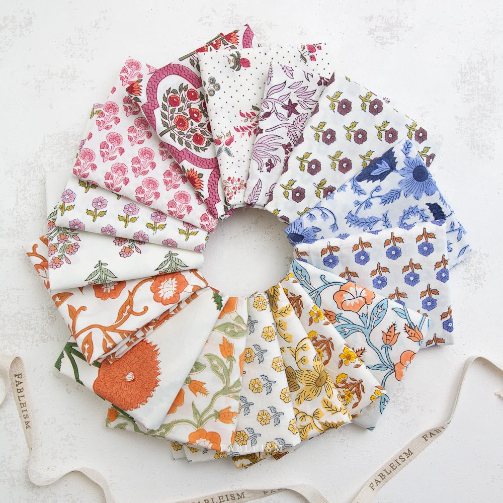 fableism supply co | indian block prints cottage | 16 pieces fq bundle cottage - floydthefox