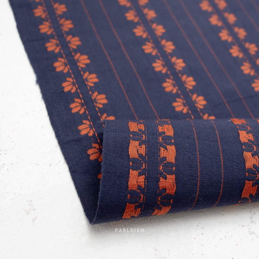 fableism supply co. | patchworkstoff | fine & dandy | deco stripe in navy/spice - floydthefox