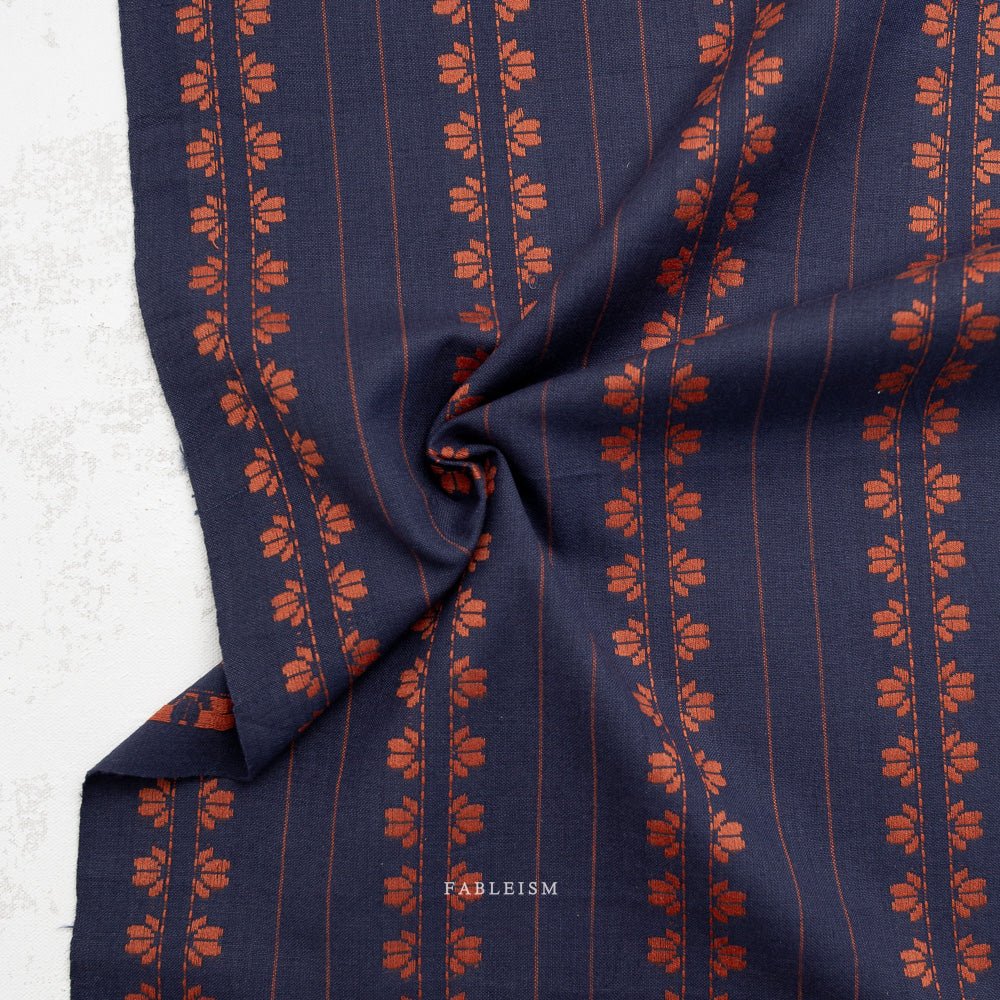 fableism supply co. | patchworkstoff | fine & dandy | deco stripe in navy/spice - floydthefox