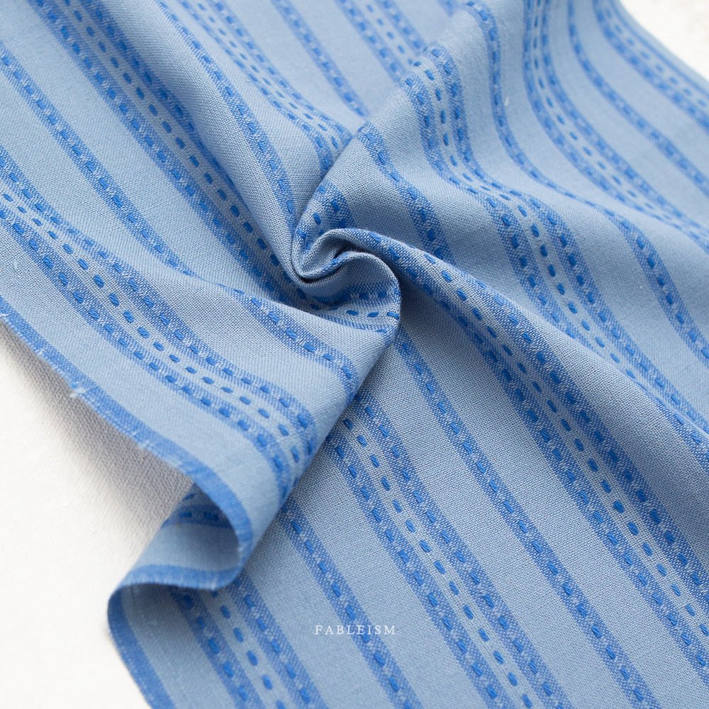 fableism supply co. | patchworkstoff | fine & dandy | stitch stripe in blue - floydthefox