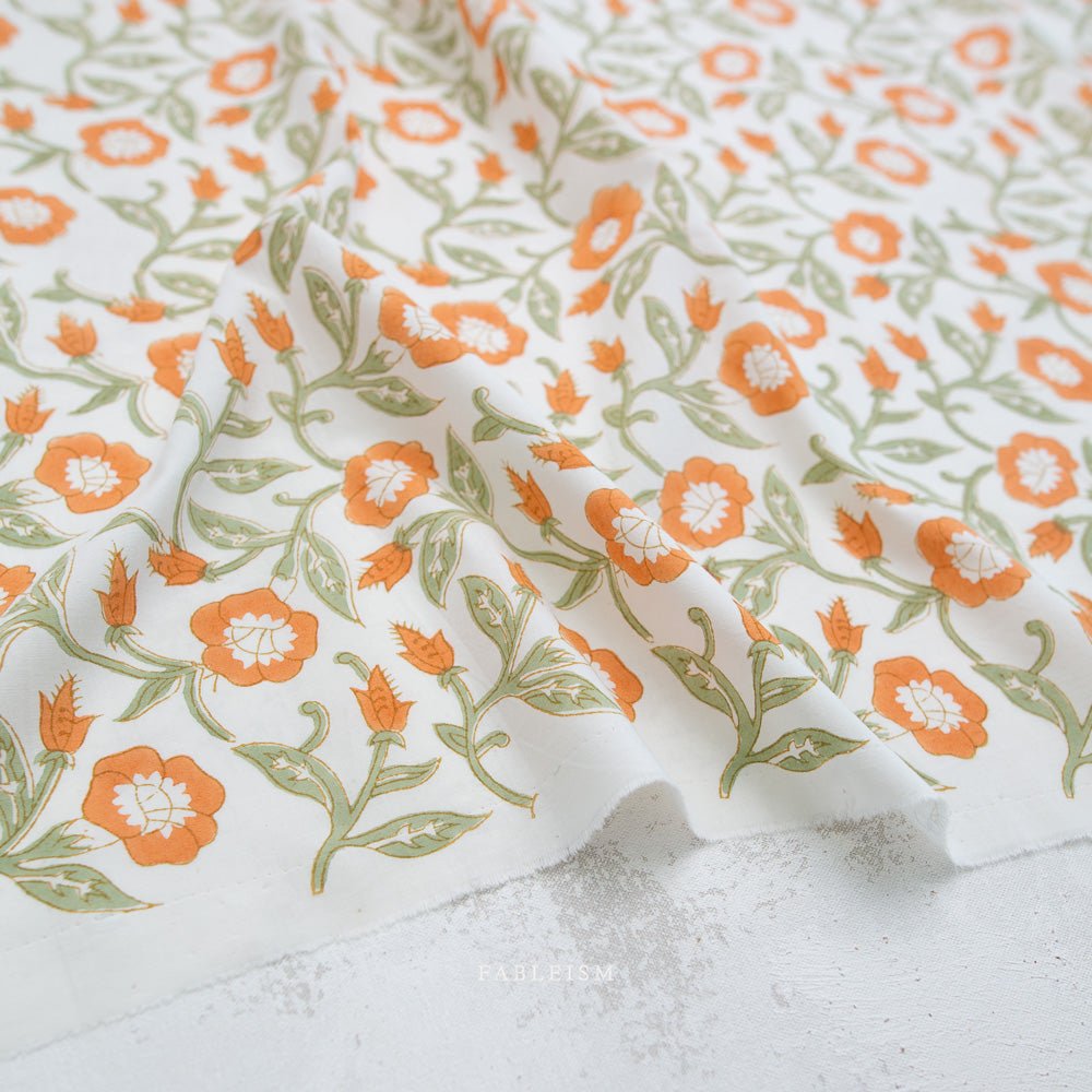 fableism supply co | patchworkstoff | indian block prints cottage | trumpet vines sage - floydthefox