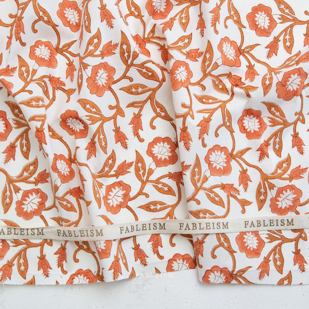 fableism supply co | patchworkstoff | indian block prints cottage | trumpet vines sienna - floydthefox