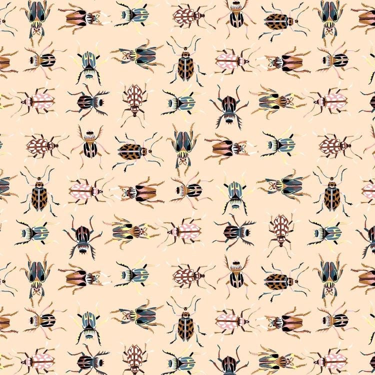 figo fabrics | forage | beetle bugs peach - floydthefox