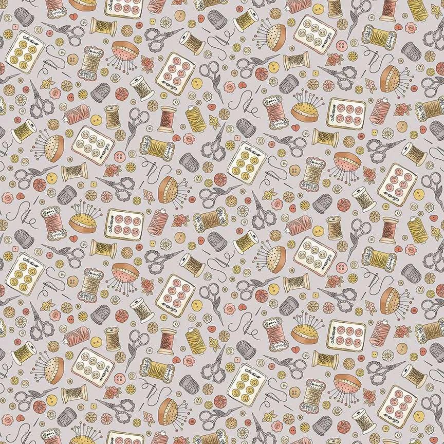 makower fabrics | patchworkstoff | atelier | notions grey - floydthefox