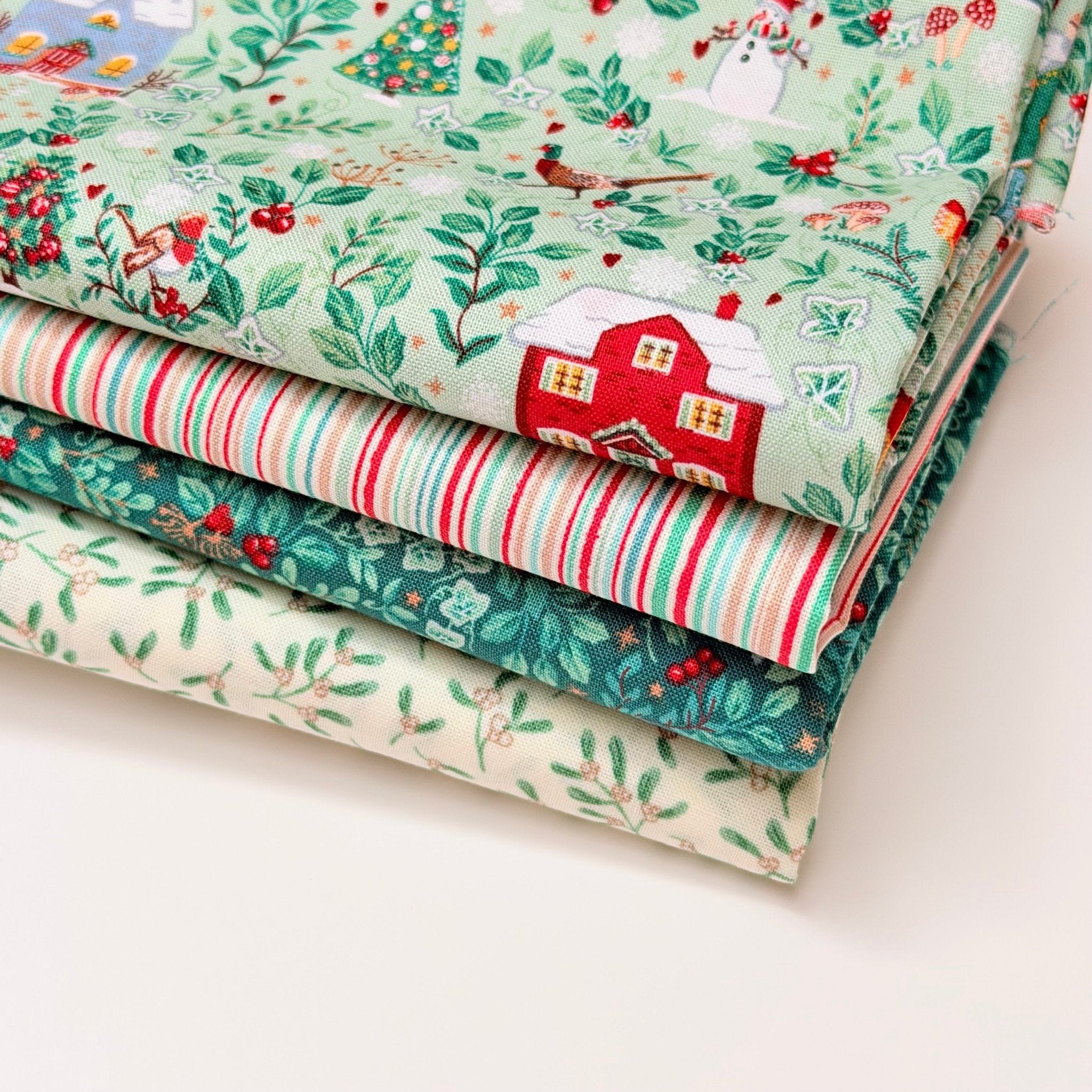 makower uk | patchworkstoff | country christmas | cottages green - floydthefox