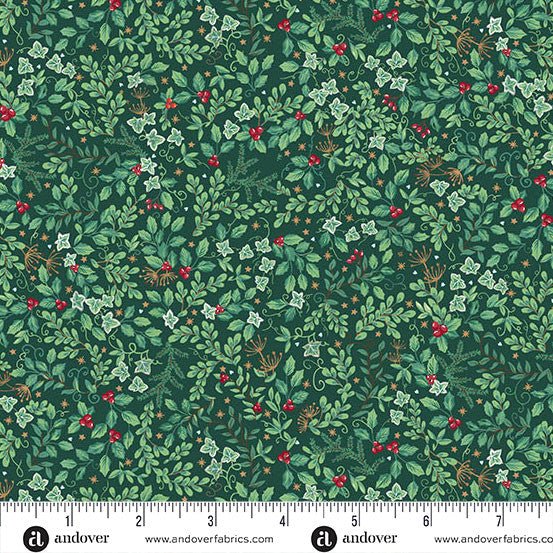makower uk | patchworkstoff | country christmas | evergreen green - floydthefox