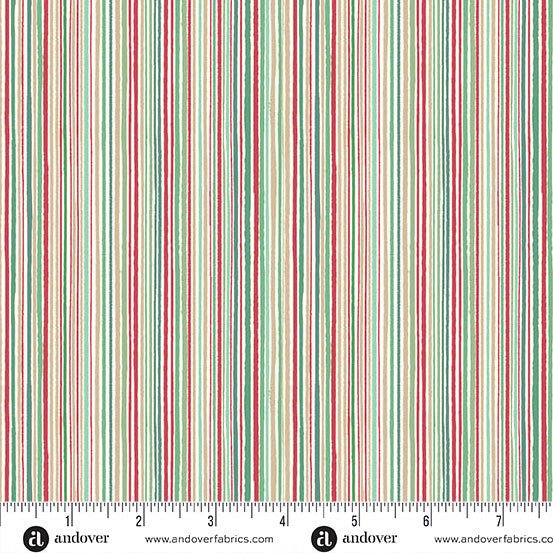 makower uk | patchworkstoff | country christmas | fine stripe cream - floydthefox