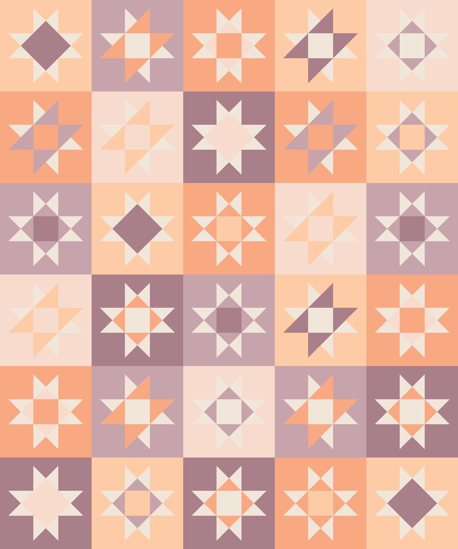 quiltkit | broadcloth studio | stars&variations | multi peach - floydthefox
