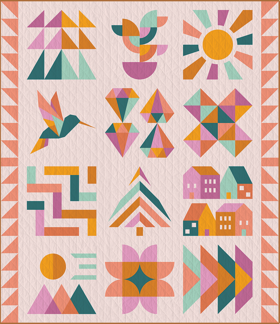 quiltkit | eudaimonia studio | hand + soul 2027 block of the month | desert sunrise - floydthefox
