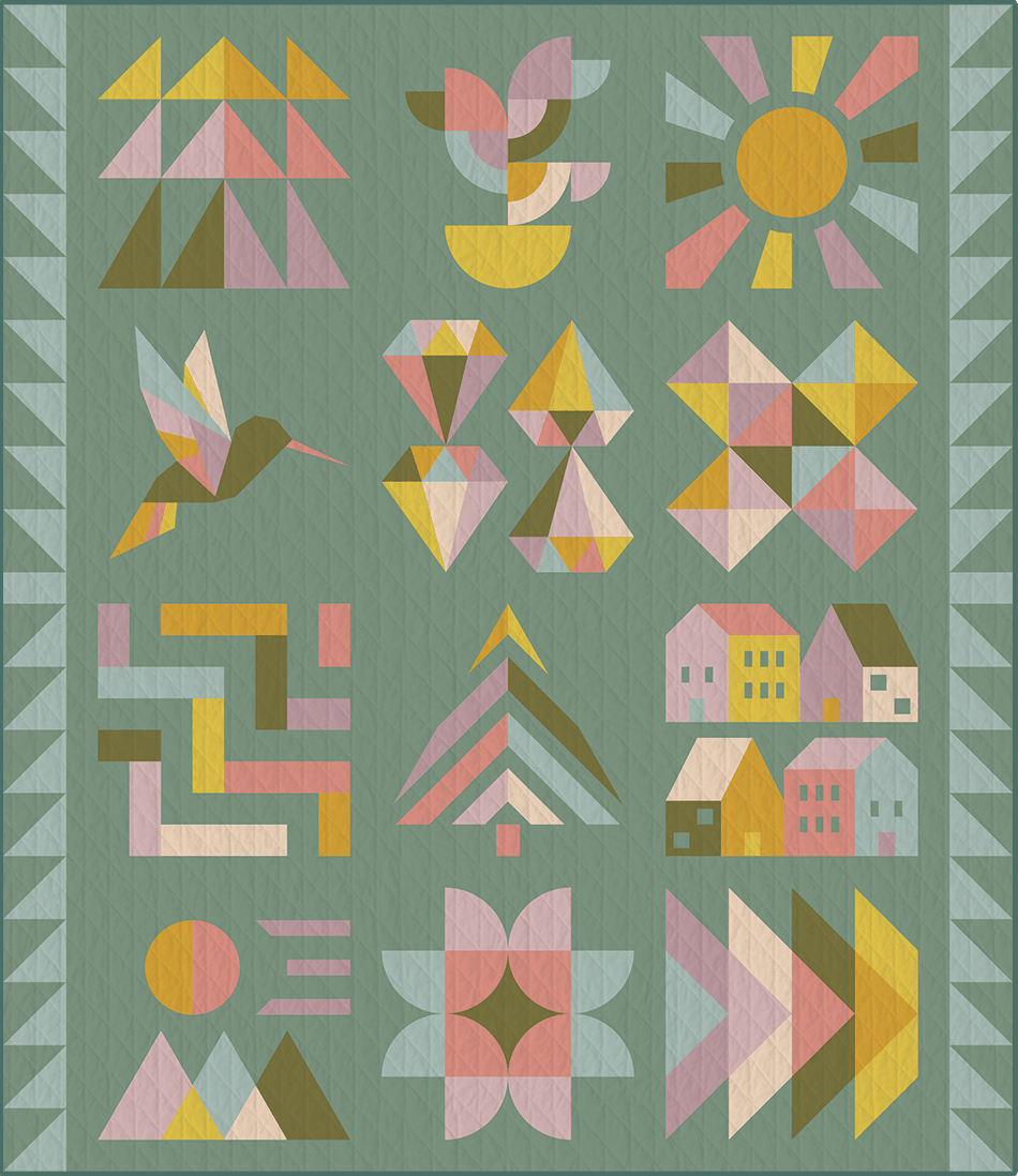 quiltkit | eudaimonia studio | hand + soul 2027 block of the month | mossy grove - floydthefox
