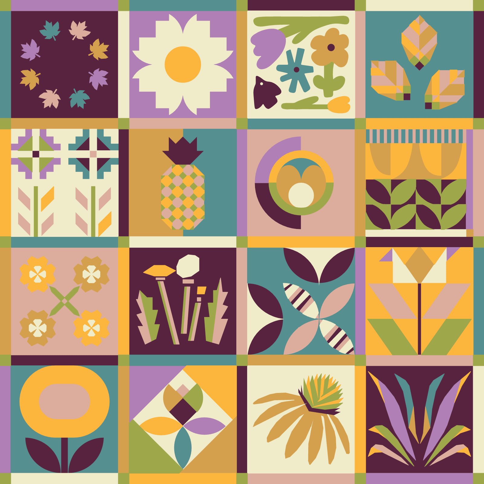 quiltkit | julia wachs designs | modern botanical sampler | autumn - floydthefox
