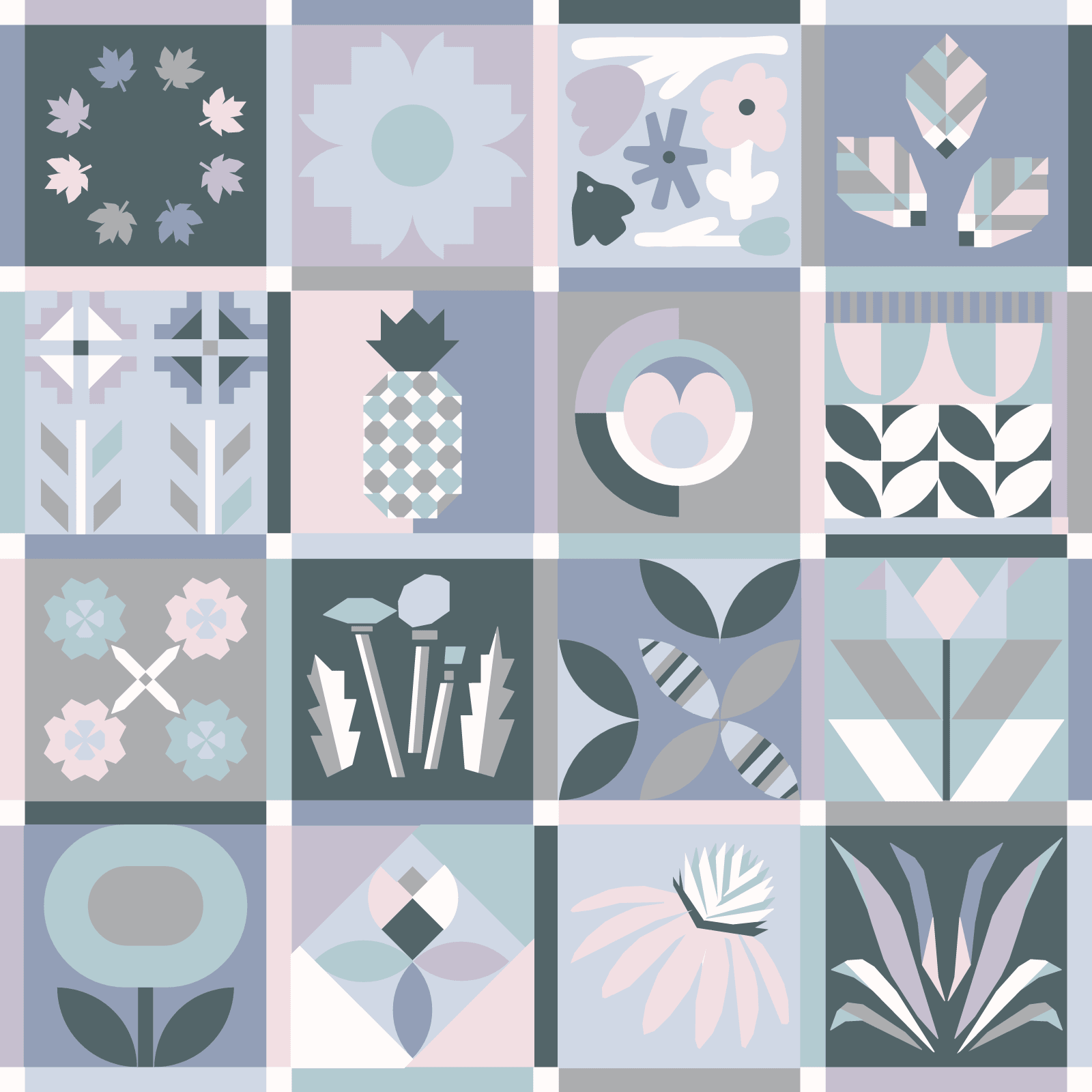quiltkit | julia wachs designs | modern botanical sampler | frozen earth - floydthefox