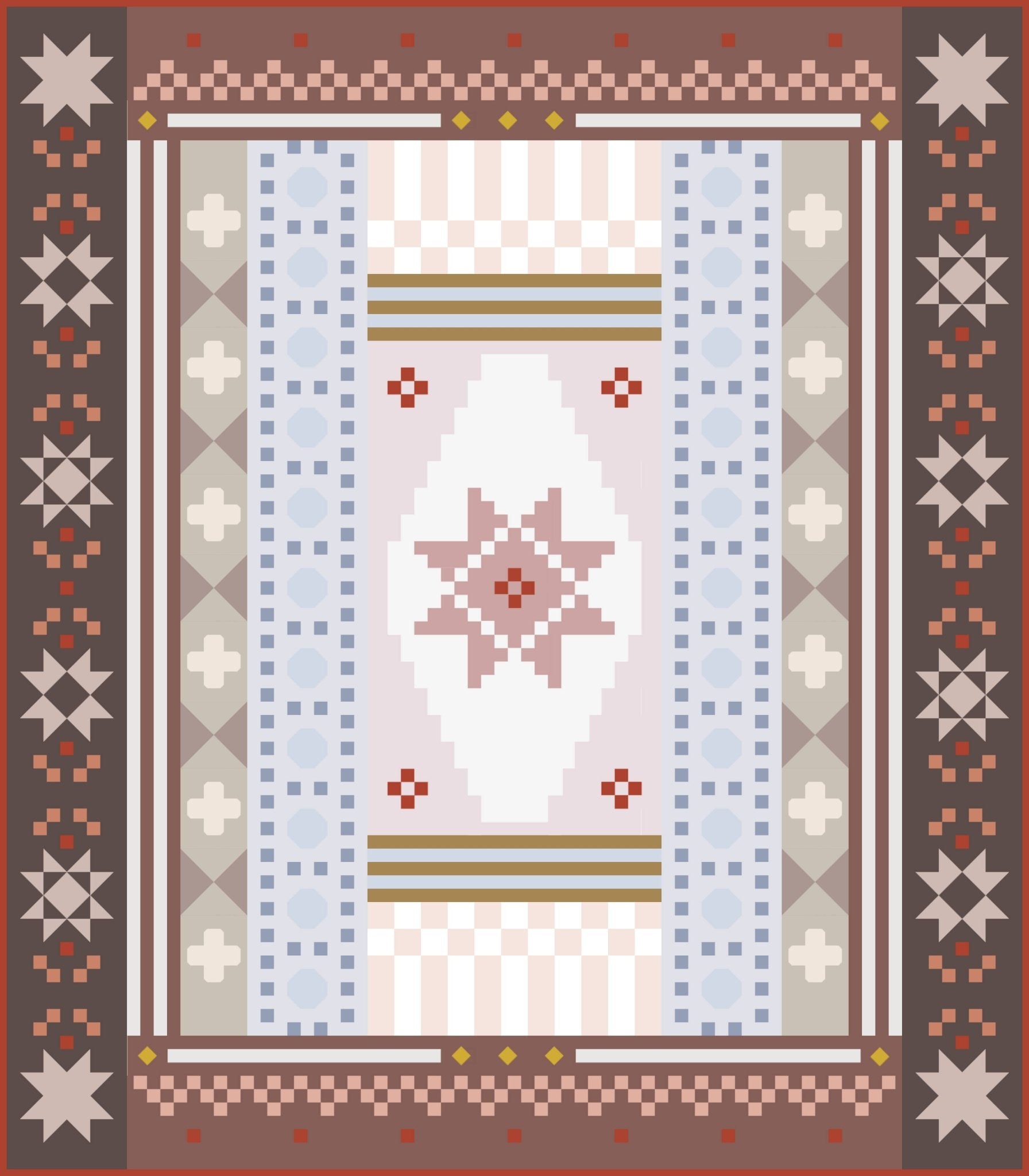 quiltkit | lo and behold | homespun BOM | rosewood - floydthefox