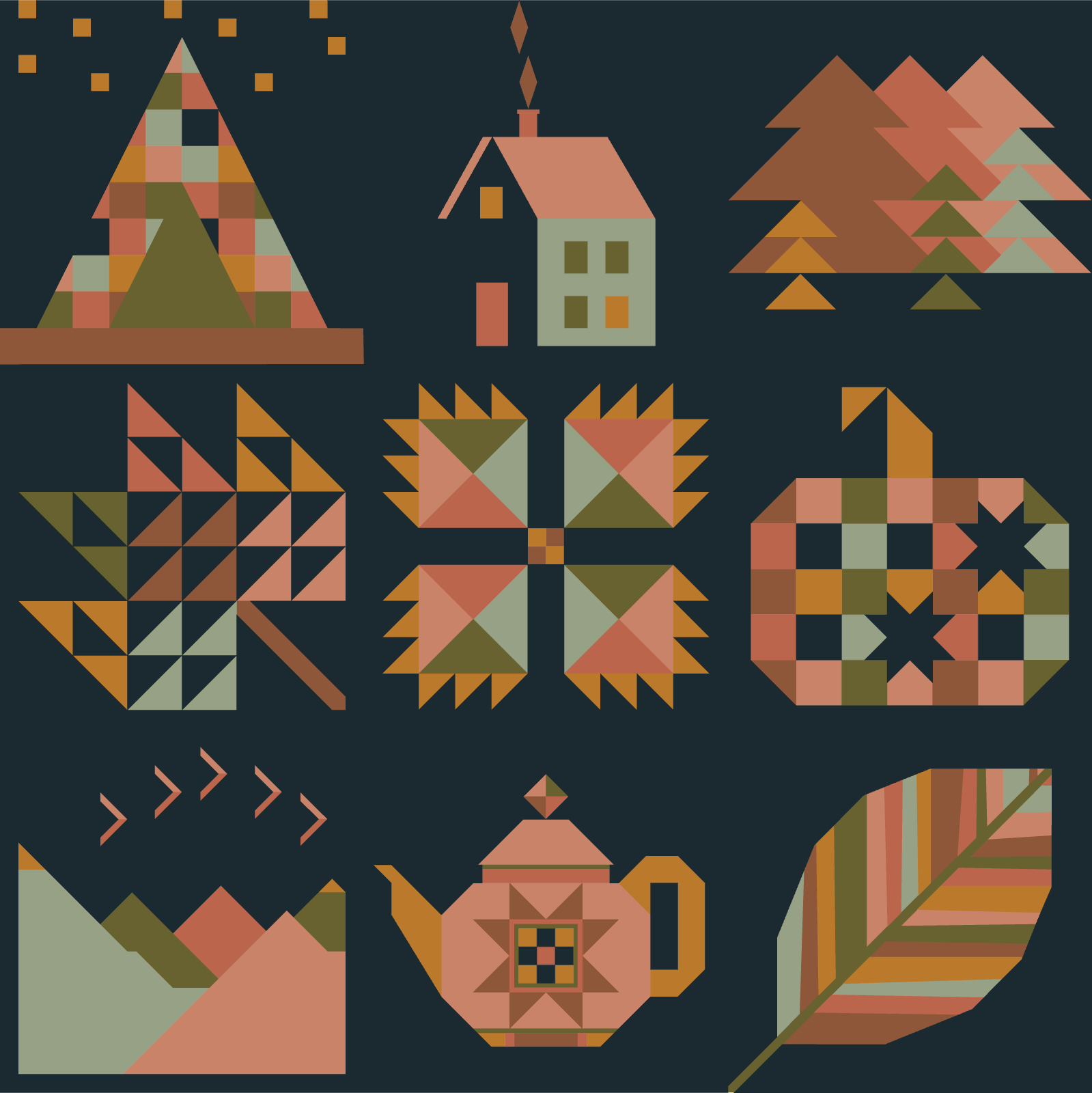 quiltkit | ninepatch collective | sweater weather sampler 2025 | autumn night - floydthefox