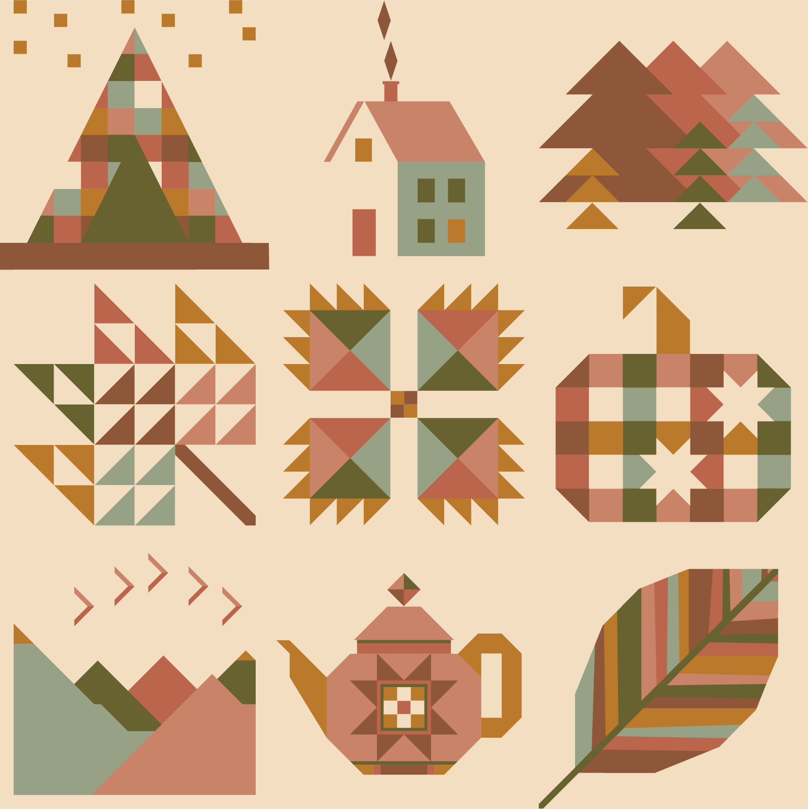 quiltkit | ninepatch collective | sweater weather sampler 2025 | cover - floydthefox