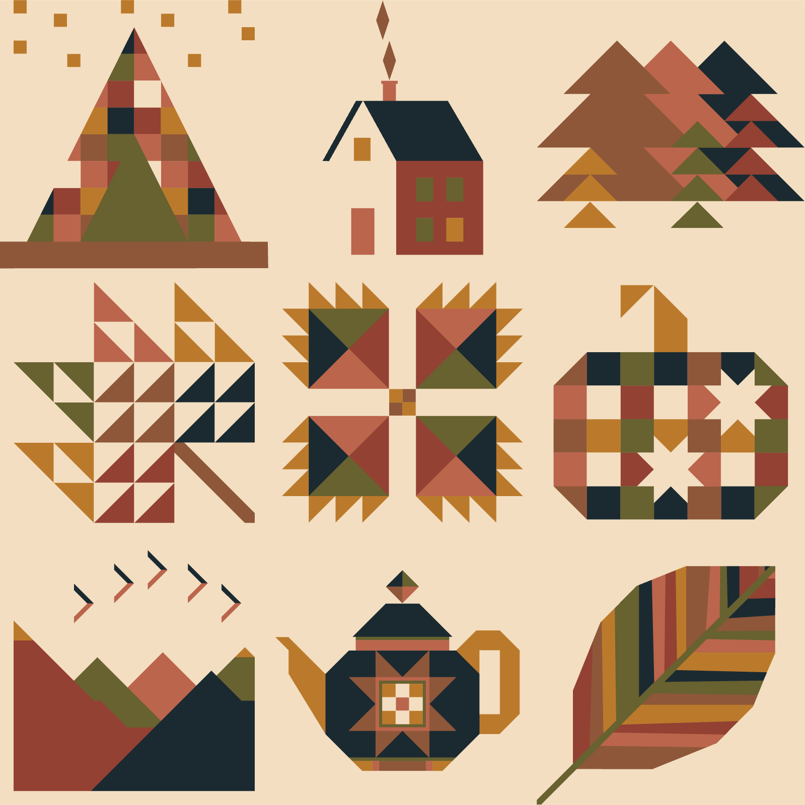 quiltkit| sweater weather sampler 2025 | golden dock - floydthefox