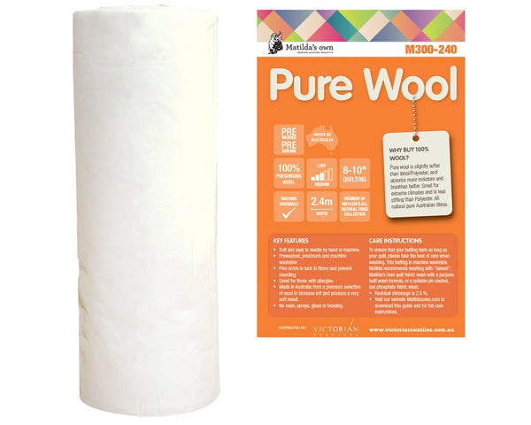 quilt batting 240cm wide | matilda's own | wool - pure wool