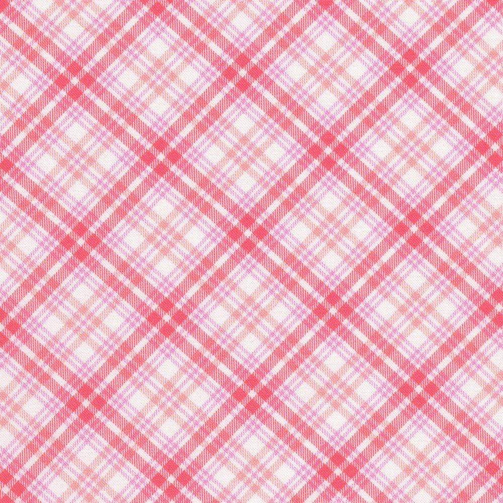 robert kaufman | patchworkstoff | fabric market | diagonal plaid pink lemonade - floydthefox