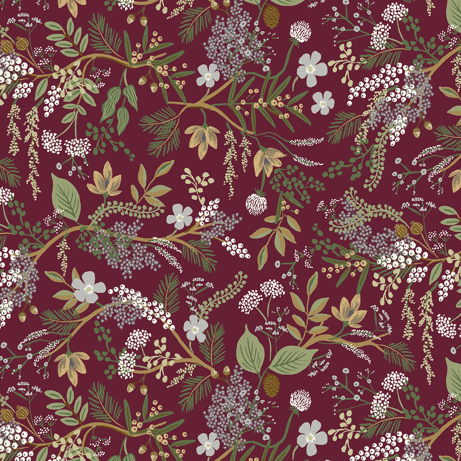 cotton+steel | rifle paper co | english rose | juniper forest burgundy - floydthefox