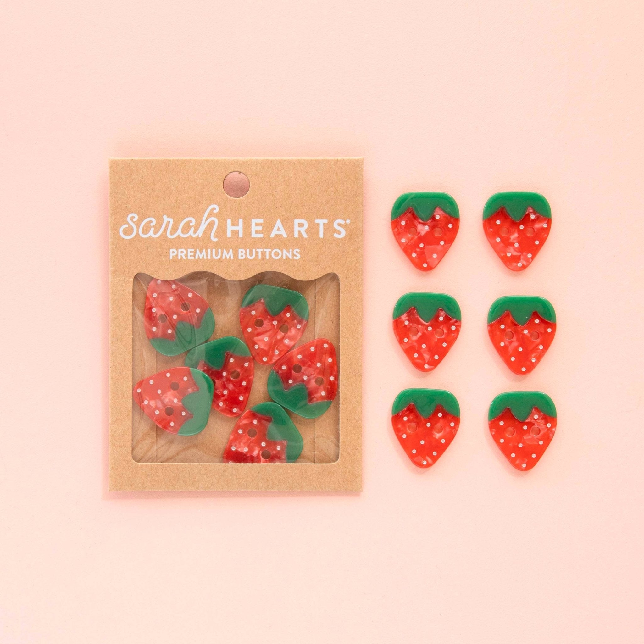 sarah hearts | knöpfe 1" | erdbeere groß - floydthefox