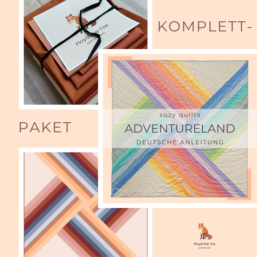 stoffpaket mit deutscher anleitung | suzyquilts | adventureland | quiltset - floydthefox