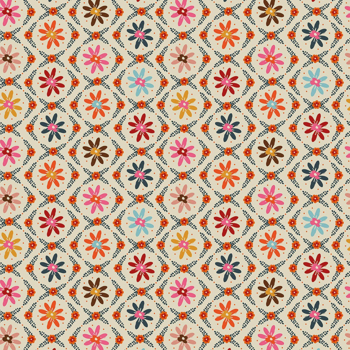 thread&ink | patchworkstoff | fine folk | daisy chain ecru - floydthefox
