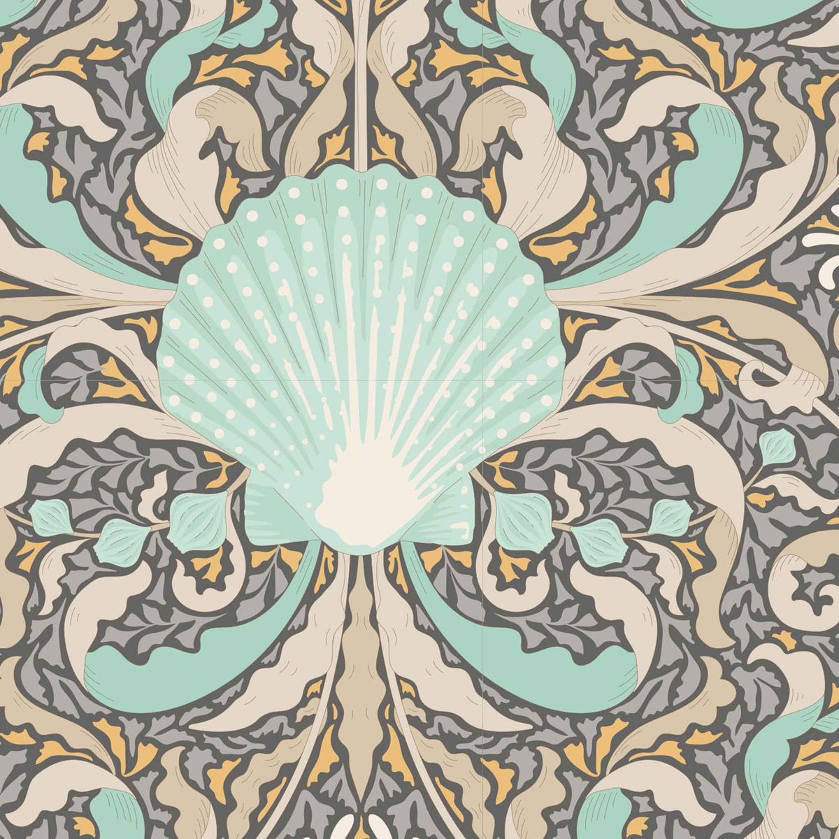 tilda | patchworkstoff | cotton beach | scallop shell grey - floydthefox