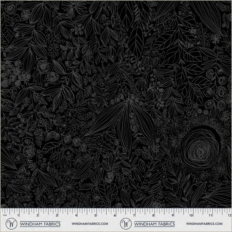 windham fabrics | patchworkstoff | pen & petal | daydream black on black - floydthefox