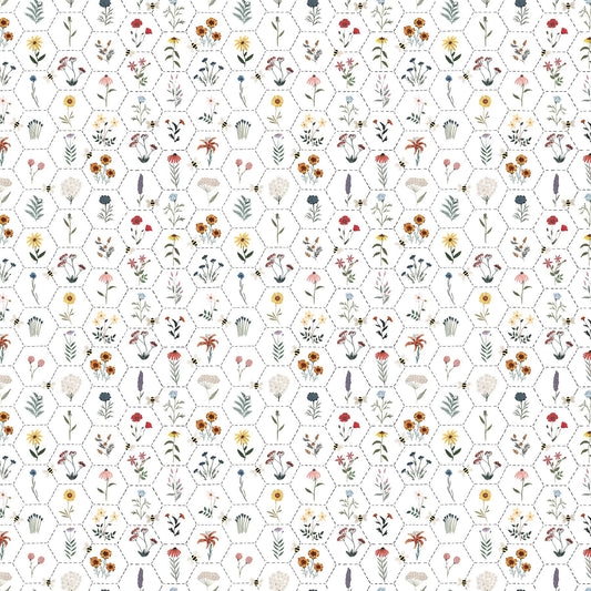 figo fabrics | eden | hexie floral white