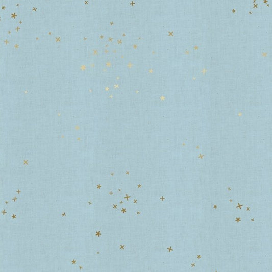 cotton+steel basics | freckles | baby blue unbleached metallic