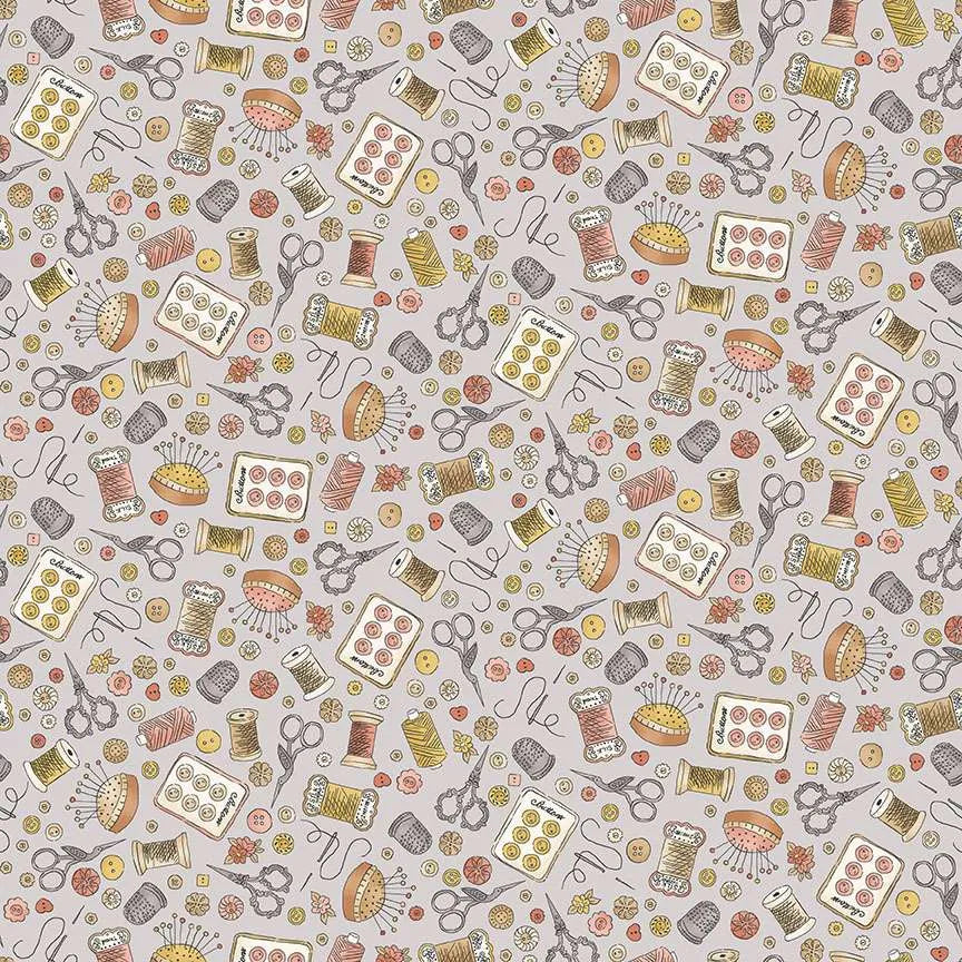 makower fabrics | patchworkstoff | atelier | notions grey