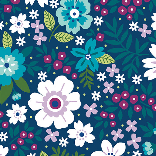 benartex | patchworkstoff | seaside garden | cottage garden cobalt